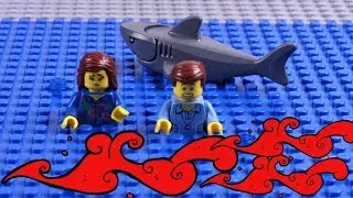VOLCANO ERUPTION and SHARK ATTACK - LEGO stop motion animation. Will they survive?