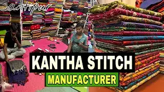 Top Santipur manufacturers of Kantha Stitch, Cotton Silk, Hand Print, Pure Linen & Resham Sarees
