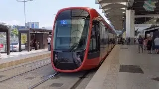 Nice Trams Departure/Arrival | Aéroport Terminal 1 (Nice Cote d'Azur Airport) | Line 2 | 4K