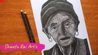 How to draw Old Woman Realistic Sketch || Old Lady Face Sketch || Easy Step By Step Tutorial