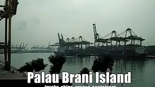 View of Palau Brani Island from Sentosa Express Monorail in Singapore