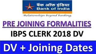 BOI (Bank of India) CLERK (CRP-VIII) DV Dates || IBPS CLERK 2017-18