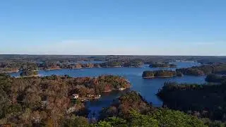 Smith Mountain Fire Tower overlooking Lake Martin, AL- VIEW FROM TOP Drone Footage