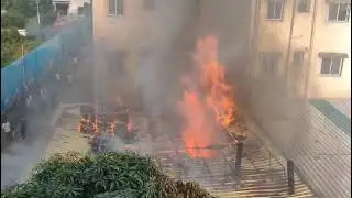 Fire broke out in small factory in Pisoli #fire #factory #nature #disaster 
