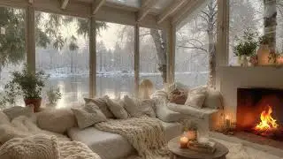 Peaceful Winter Cabin Afternoon ❄️ Soft Piano & Fireplace Sounds for Relaxation and Deep Sleep