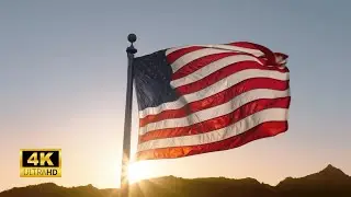 USA Flag Animation in Sunset, 2 Hours Loop in 4K, Background Video Player