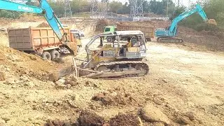 Excavator Loading Truck, Proyek Truk Excavator Gempur Ratakan Bukit, Excavator Keruk Unggulan Taneuh