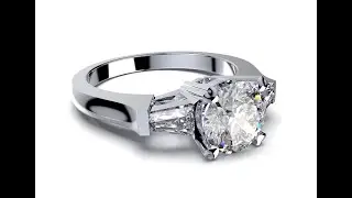 Engagement Trilogy Ring Side Baguettes Diamonds Design-CC121 3D print model
