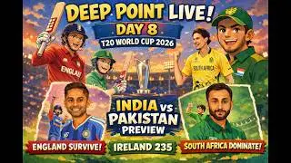 Deep Point Live: Day 8 T20 WC26| England Survive, Ireland 235 & SA Dominate | India vs Pak Preview