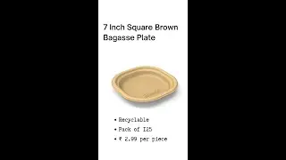 7 Inch Square Brown Bagasse Plate | CASATOLI