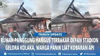 A stilt house burned down in front of Gelora Kolaka Stadium in Southeast Sulawesi.
