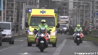Spoedtransport uit Groningen! Ambulance 01-145 met 4 VP-motoren met spoed naar Sophia KZZ Rotterdam
