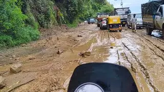 😱Heavy landslide 🤯with road accident 😭😭at Patkai road  😱#landslide #heavyrain #views #bikelover 💔💔