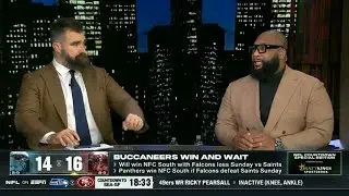 Marcus Spears reacts to Buccaneers beat Panthers 16-14 to keep their NFC South title hopes alive