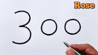How to Draw Beautiful 🌹 Rose From Number 300 | 300 Number Drawing Art