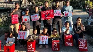 Thinsa Swachh Sena team initiated to make Dustbins for the villagers to promote cleanliness