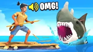 🌊 Surviving the Ocean: RAFT Challenge with Shark Attacks! 🦈 #Survival #RAFT #adventure PART 3