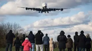 CROSSWINDS Absolutely amazing plane ✈️❤️Emirates Airbus A380 Landing & Takeoff!