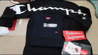 Supreme SS18 Week 5 Pickup/Unboxing Champion Track Jacket, Small Box Tee + Keychain