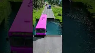 Bus vs giant water pit #52 | #beamngdrive #carsvsrpothole #beamngcrashes