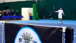 Andy Murray takes on Tim Henman at Reed's School, Cobham.