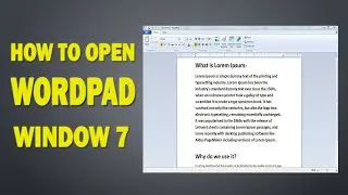 How to Open WordPad Window 7 | Learn Computer