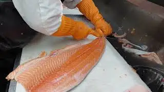 #Salmon #Fillet 🐠🪸 Awesome ~ Professional Fillet & Trim & Remove bone 👍💯💥✨️