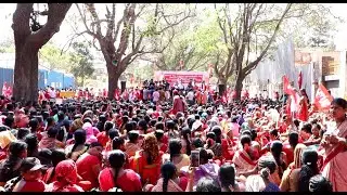 Ashas and Aanganwadi workers protest at Freedom Park, Bangalore