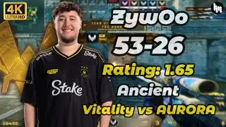 🔥ZywOo (53-26) Vitality vs Aurora (Ancient) IEM Kraków 2026 #cs2 #vitality  #zywoo