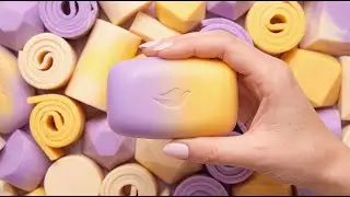 [ASMR] Pastel Soap with Glitter Foam and Starch Sounds ★ Crushing Soap ★ 4K ★ 비누를 부수다