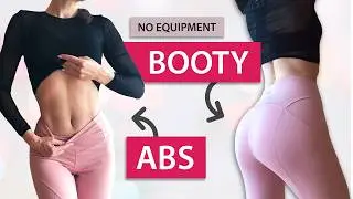 TIGHT BUTT & ABS / SLIN WAIST and GLUTEAL WORKOUT / Medium-Beginner, lift booty, no equipment