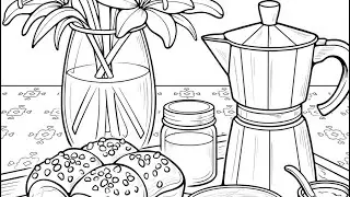 Espresso Coffee Chocolate Chip Bread Buns Zen Color by Number Online #coloringbook #italianstyle