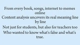 Content analysis/spoken poetry 