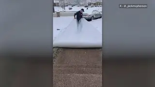Man goes viral for his snow management strategy