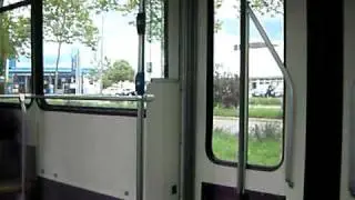 Mitfahrt in einer Stra&szlig;enbahn Typ GT8Z der VAG-Freiburg von Munzinger Stra&szlig;e zum VAG-Zentrum