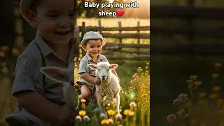 baby playing with sheep #aianimation #aimagic#HeartwarmingMoments#PureJoy#CuteAndCuddly