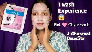 Everyuth Naturals Anti -Pollution Pink Clay & Charcoal face Scrub Review || DEMO pink clay scrub.