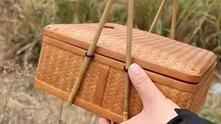 Handmade Bamboo Handbags Hand-carry Dim Sum Baskets Chinese Food Boxes