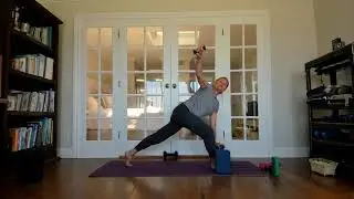 Yoga and light weights, lunges, twists, standing poses🕎