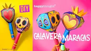Make Calavera and Milagro heart maracas. Download DIY maracas template and tutorial &bull; Happythought