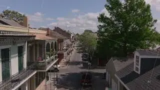 Charming streets of New Orleans' French Quarter from above, showcasing historic architecture
