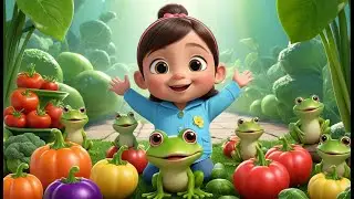 Five Little Frogs Love Veggies | Fun Vegetable Learning Song for Kids | Playful Nursery Rhyme