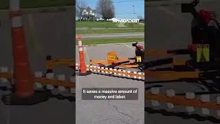 This heavy-duty vehicle moves the traffic barrels on busy highways.