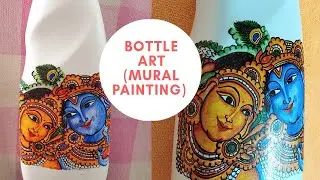 BOTTLE ART ( MURAL OF LORD RADHA KRISHNA)