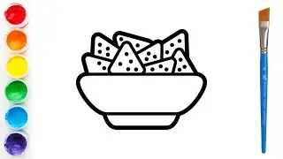 Nachos Drawing, Painting and Coloring for kids and toddlers |  #nachos #draw