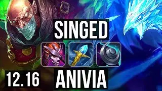 SINGED vs ANIVIA (MID) | 73% winrate, 9/2/12, Rank 9 Singed, Dominating | EUW Challenger | 12.16