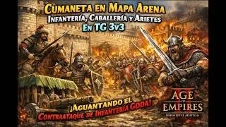 Age Of Empires 2 Multiplayer Gameplay Partida Ranked 3v3 Mapa Arena Jugar a ganar con Cumanos
