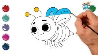 🐝 Bee Coloring Page for Kids | Cute Bee Coloring | Learn Colors 🌼