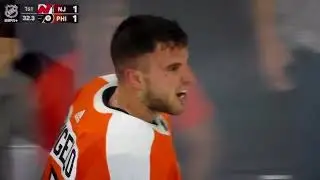 NHL hockey fight - Tony DeAngelo(Flyers) vs. Nathan Bastian(Devils)