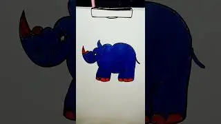 Rhinoceros 🦏🦏 easy drawing #shorts